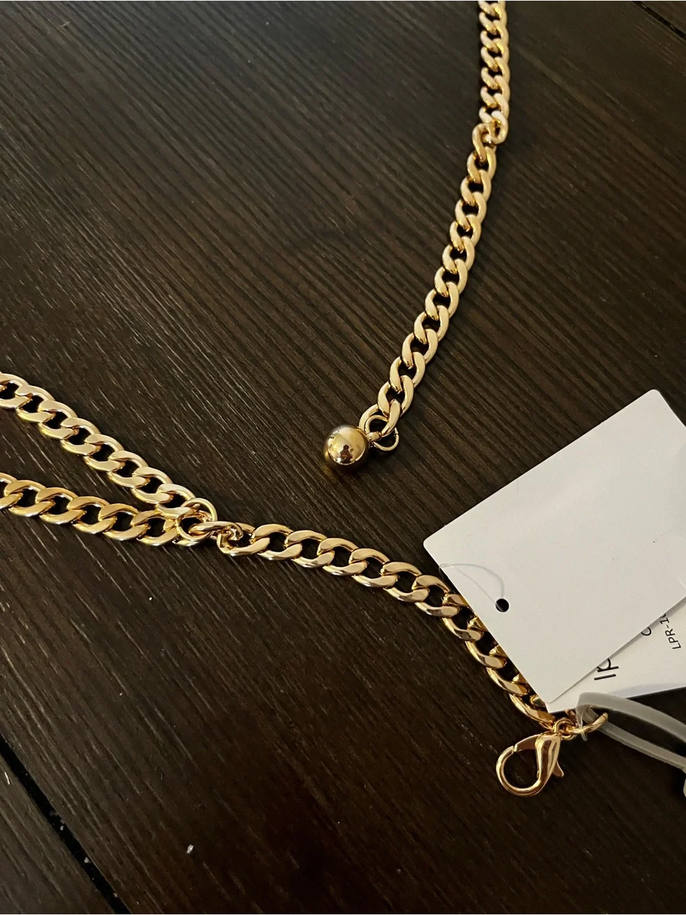 Gold-Tone Chain Waist Belt with Ball Accent